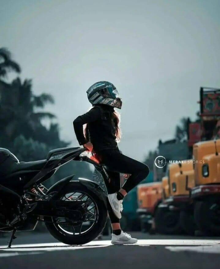 Fashionable Attitude Girl with Bike DP